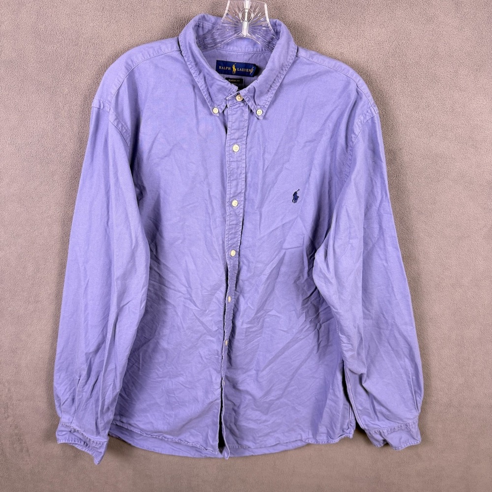 Polo Ralph Lauren Button Down Shirt Mens XL Long Sleeve Classic Fit Blue Preppy